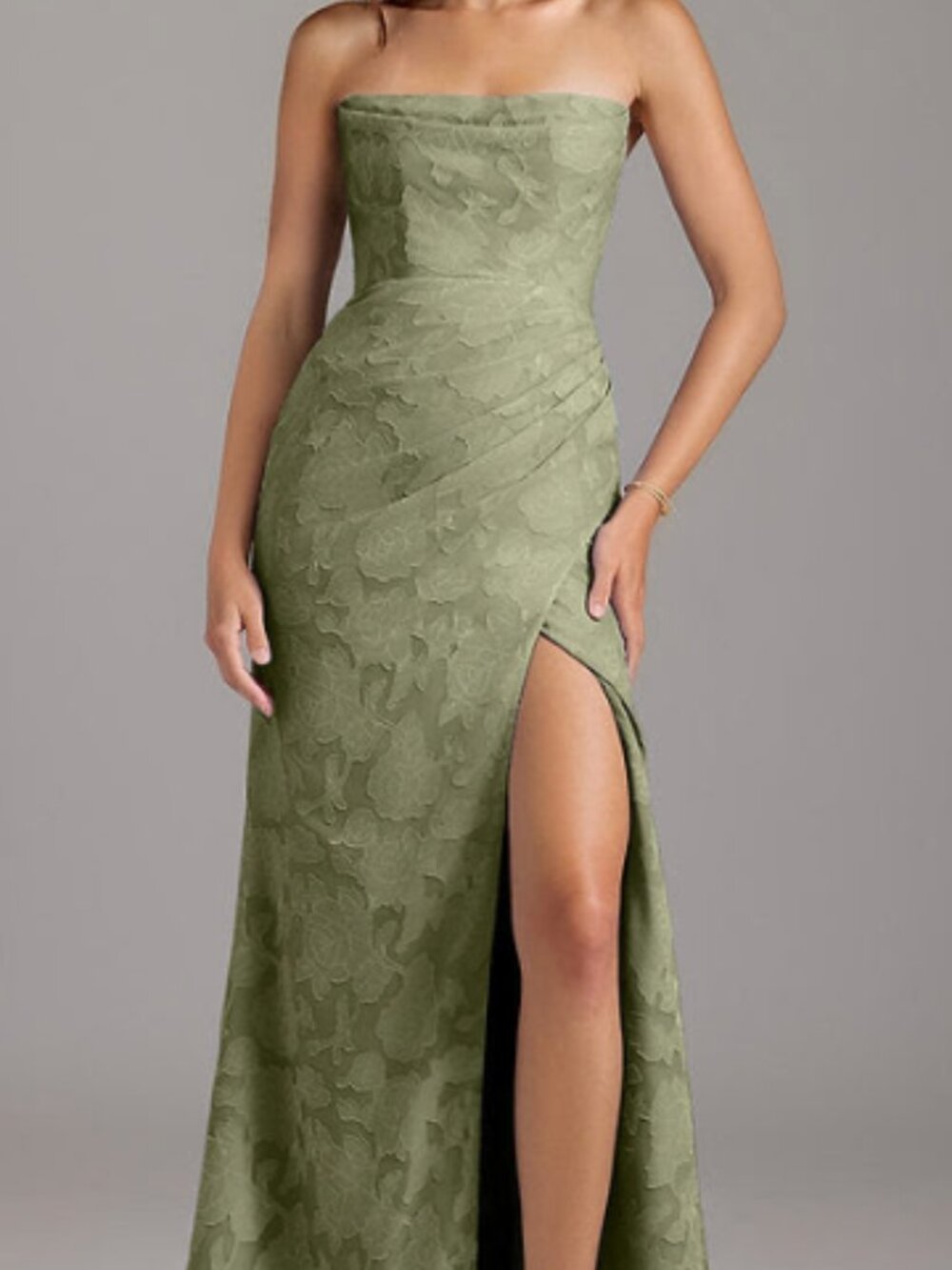 Azazie Leonis Floral Burnout Pistachio Dress